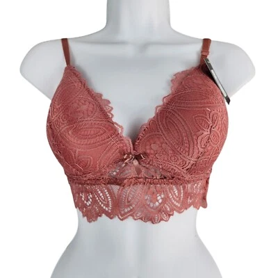 Fredericks Of Hollywood XL Lace Bralette Womens Lingerie Top Dusty Rose Finley - Image 1 of 4