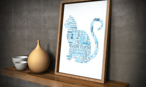 Personalised Cat Word Art Print - Cat Lover Gift - Mothers Day Gift Gift for her