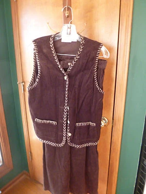  SUSAN BRISTOL CASUALS Pana Falda Lápiz Traje Bordado a Mano Ribete 10 ÚNICO Foto 1 de 4