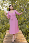 Summer dress, Knee length plain formal women's dress, Pink chiffon dress