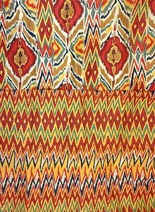 Chevron, Flame Ikat Silk Fabric TWO coordinating pattern pieces 8 yards ***READ - Picture 1 of 10