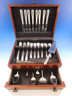 Silver Flutes by Towle Sterling Silver Flatware Set for 8 Service 47 pcs Dinner Foto 1 de 4