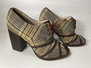 Robert Clergerie Ankle Boots Booties Leather wool Heels Brown multi 4.5 B - Picture 1 of 11