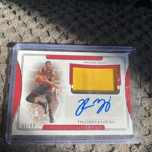 2019-20 Panini National Treasures Lasting Legacies 58/99 Thaddeus Young Auto🔥📈 - Picture 1 of 2