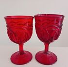 Wright Glass, LG   DOUBLE RING RUBY Water Goblets - Set/2