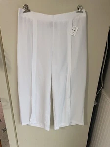 NWT Nicole Miller Split Wide Leg Cropped Pants Size Medium White Summer Beach$88 - Picture 1 of 18