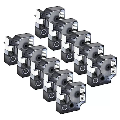 DIGI 10PK Black on White Industrial Polyester Label 3/4" 18484 for Dymo Rhino Tape 19