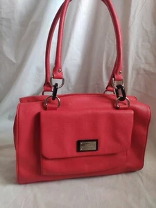 Lulu By LuLu Guinness Red Faux Leather Shoulder Bag Top Handle Purse Handbag - Picture 1 of 22