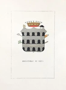 1882 ARALDICA STEMMA FAMIGLIA MIGNANELLI PISA Litografia  - Picture 1 of 1