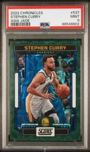 2022-23 Panini Chronicles Score Stephen Curry Asia Jade 2/18 PSA 9 Como Nuevo Pop 1 - Imagen 1 de 4