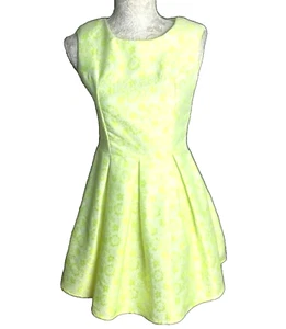 Mini Dress Yellow Floral Backless Shoulder Pads Women's UK Size XS - Picture 1 of 9