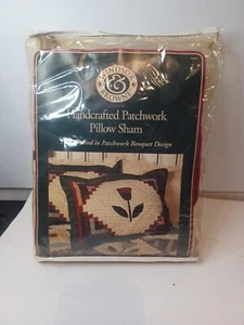 Handcrafted Patchwork Pillow Sham-Windsor Browne-Bouquet Design(1)Standard Size - Picture 1 of 5