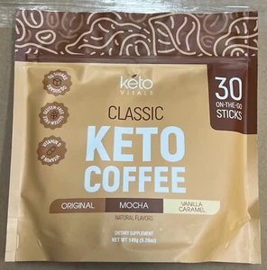 Keto Vitals Instant Keto Coffee Powder Sweetened Instant Coffee Packets 30 Count - Picture 1 of 2
