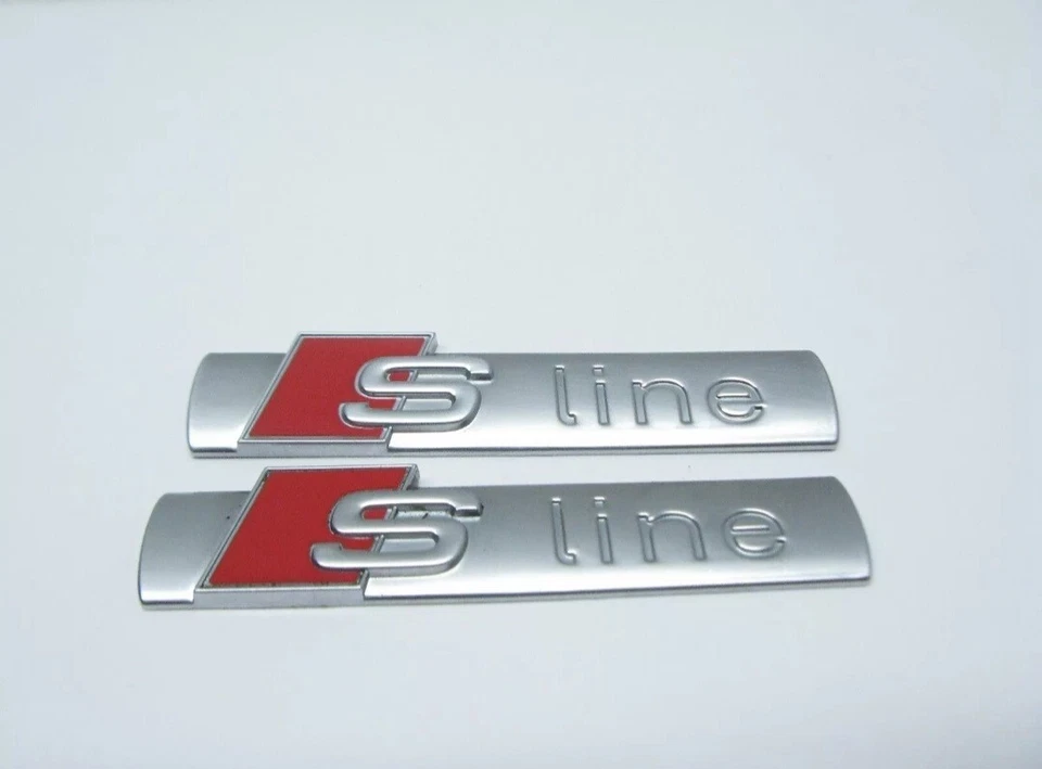 🔥2 AUDI S LINE Fender Emblem S PLATE A3 A4 A6 A7 RS7 S3 S4 S6 S7 SQ5 TT OEM  - Image 1 of 1