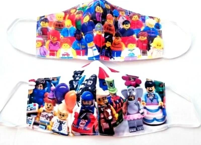 2 x PACK Face Mask lot ADULT teen LEGO mini figures minifig vtg toy legos fun - Image 1 of 4