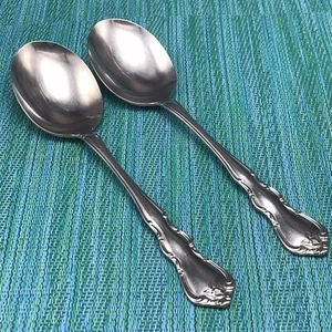 2 CUCHARAS PARA SERVIR Wallace DISCRETION de acero inoxidable sólido cucharadas cubiertos - Imagen 1 de 7