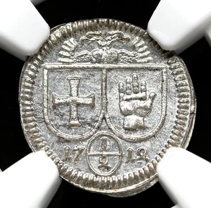 GERMANY, Hall. Silver 1/2 Kreuzer, 1712, NGC MS66, Gem BU - Picture 1 of 4