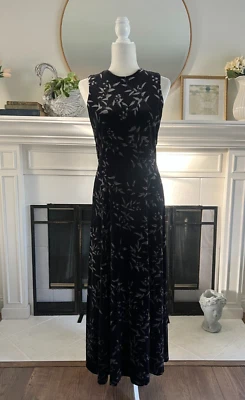 Винтажный макси платье женщин Sz 6 маленький бархат фея 90-х ведьмы готики Y2K длинный черный - Изображение 1 из 4