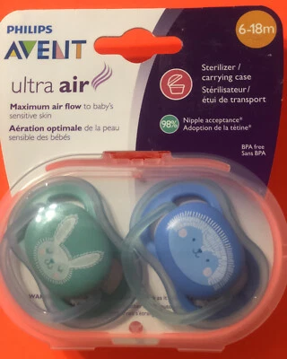 Новый Philips AVENT Ultra воздуха 2 упаковки 4 блока ортодонтические соски 6-18 м - Изображение 1 из 4