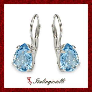 Orecchini Goccia Acquamarina Donna in Argento 925 rodiato Oro Bianco - Foto 1 di 9