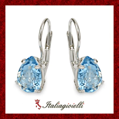 Orecchini Goccia tipo Acquamarina in Argento 925 Rodiato Oro Bianco - Immagine 1 di 4