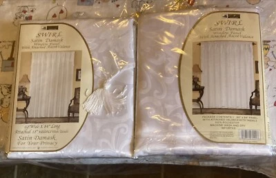 Better Home Plastics Cortinas de Ventana 2 Paneles Remolino Blanco Satinado Damasco 60x84 Nuevo Foto 1 de 2
