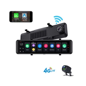 4G Wifi Car DVR Backup Mirror With Dual Cameras Android Dash Cam Gps Navigation - Picture 1 of 24