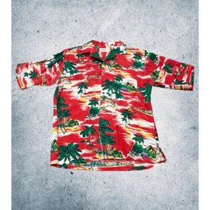 Vintage Bouvy Tiki Hawaiian Button Down Shirt Medium M Paris New York Hula Aloha - Picture 1 of 6