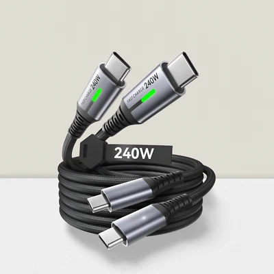 USB C to USB C Cable 240W 6.6ft 2-Pack Fast Charging for iPhone Samsung Laptop - Image 1 of 4