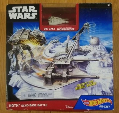 Hot Wheels Die Cast Snowspeeder Star Wars  Hoth Echo Base Battle Playset  - Image 1 of 4
