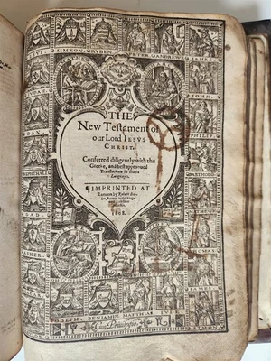 1608 BIBLE in ENGLISH antique OLD & NEW TESTAMENT brass mounted binding 17th C. - Image 1 of 4