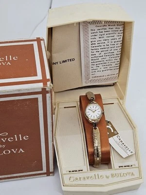 NOS Vintage BULOVA Caravelle Gold G.F. Ladies Mechanical Watch w/Box & Tags, Etc - Image 1 of 4
