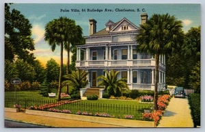 Charleston South Carolina Palm Villa 64 Rutledge Avenue Postkarte - Bild 1 von 2
