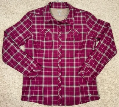 Camisa de bolso Mountain Hardware xadrez cranberry flanela botão para cima tamanho 12 externa - Imagem 1 de 4