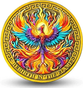 Phoenix Raising Sobriety Chip AA Medallion Coin Celebrate Recovery Gift - Picture 1 of 6