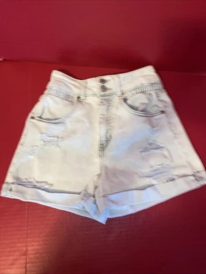 Vanilla Star Juniors Distressed high Rise Cut Off Jean Shorts Size 3 Light Wash - Image 1 of 4