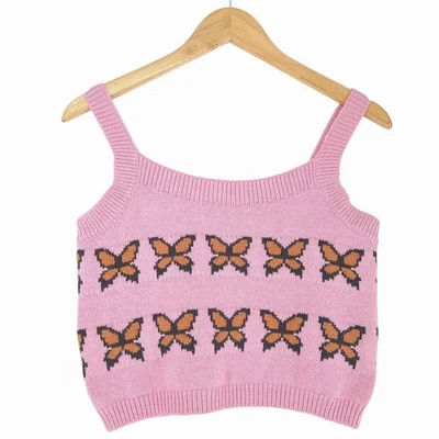 Levi's Suéter Mujer Lana Algodón Crop Top Mariposa Pr7 Tamaño M - Imagen 1 de 4
