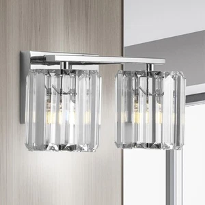 JONATHAN Y 13.5" Classic Glam Metal/Glass LED Vanity Light, Chrome Coco - Picture 1 of 10