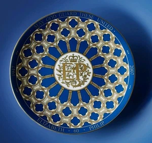 Royal Mint Wedgwood Queen Elizabeth Prince Philip Diamond Wedding Plate - Picture 1 of 6