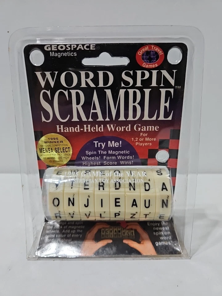 Word Spin Scramble 1995 Hand Held Word Game by Geospace 1 or More Players NEW - Image 1 of 2