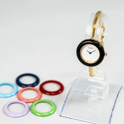 **NEAR MINT** Vintage GUCCI Change Bezel 7 Color 11/12.2 Quartz Gold 26mm Ladeis - Image 1 of 4