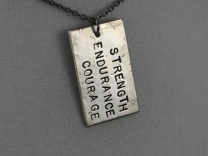 STRENGTH ENDURANCE COURAGE~18 inch Gunmetal Chain~MOTIVATIONAL NECKLACE - Picture 1 of 3