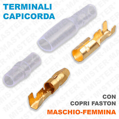 Terminali Capicorda Faston Isolati 1 Via Kit Maschio Femmina - Set Da 40 Pezzi • 3.50€