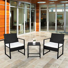 3pcs Patio Furniture Set 2 Flat Chair With Coffee Table Outdoor Garden Black