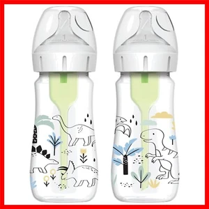 9oz Dr. Brown's Natural Flow Anti-Colic Baby Bottles, Dinosaur Designs, 2-Pack - Picture 1 of 14