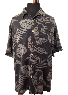 Camisa de seda Jamaica Jaxx para hombre talla XXL negra gris isla tropical informal Foto 1 de 4