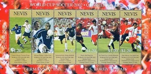 NEVIS 2002 WORLD CUP SOCCER CHAMPIONSHIP QUARTERFINAL MATCHES STAMP SHEET MNH - Picture 1 of 1
