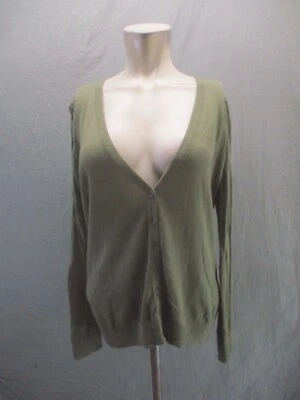 NWT FOREVER 21 Size M Womens Green Cotton Blend Plunge Button Up Cardigan 602 - Image 1 of 4