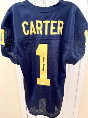 Anthony Carter autographed signed Michigan Wolverines blue stitched jersey (JSA) - Image 1 of 2