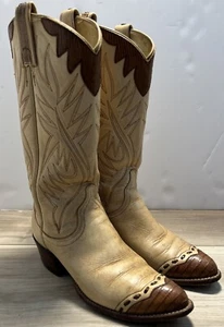 Dan Post Women's Tan Bone Leather Cowgirl Cowboy Boots  4211 Western Size 5.5 - Picture 1 of 22